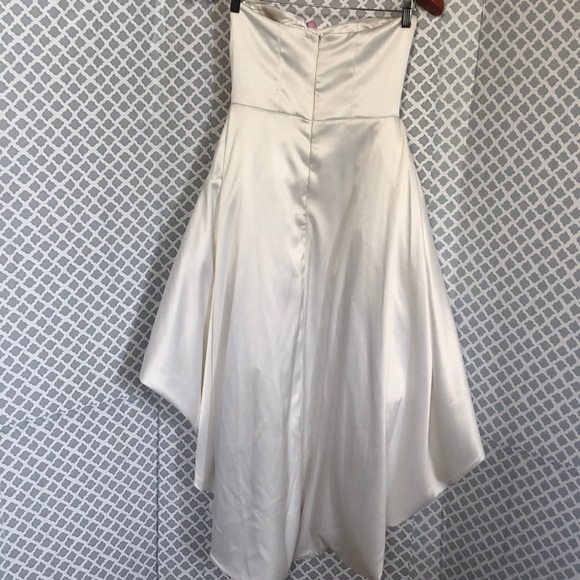 Ivory soft satin high low embroidered wedding - Picture 6 of 8